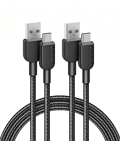 Anker USB C Charger Cable, 2-Pack 6 ft (1.8 m) USB to USB C Cable, Durable Braided Phone Charger Cable, For iPhone 15, Galaxy S23, Note10, LG, Switch, and More