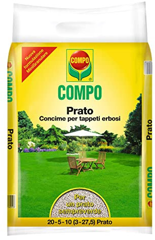 COMPO Prato, Concime per Tappeti Erbosi, Per una Nutrizione Completa di Prati Ornamentali e Sportivi, Per un Prato Sempreverde, 4 kg