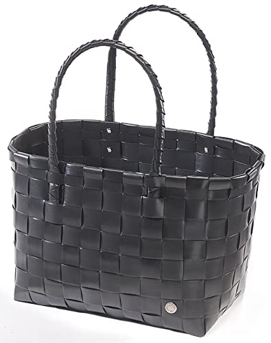 Kobolo Tasche Einkaufstasche Einkaufskorb geflochten Kunststoff Schwarz