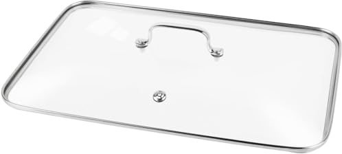 Griddle Glass Lid for Vayepro Stove Griddle, Clear Pot Cover Griddle Cover Accessories,Rectangle Glass Basting, Cheese Melting Dome and Steaming Cover - Best for Use in Flat Top Grill