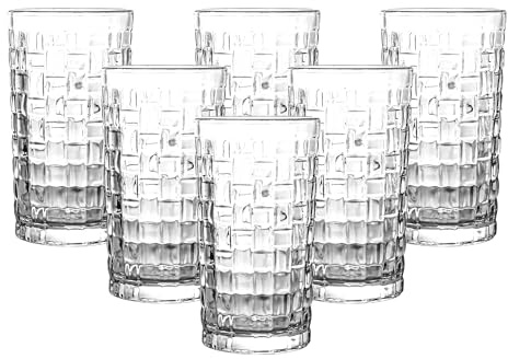 simpa Woven Pattern Drinking Highball Glasses 285ml Set of 6