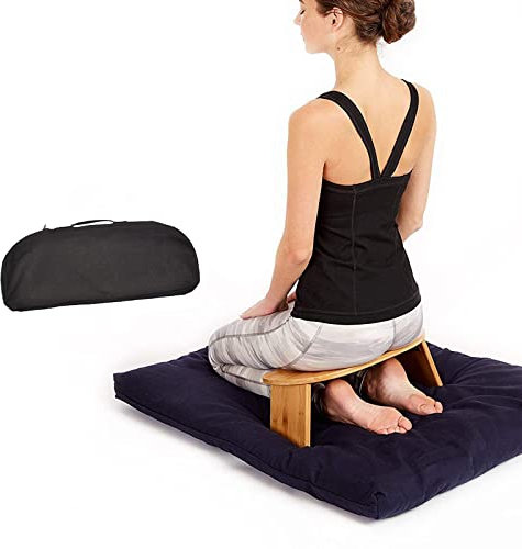Samnuerly Bambus-Meditationsbank, handgefertigter, umweltfreundlicher, kniender ergonomischer Yoga-Hocker aus Holz, Yoga, Gebet, 20x7,5x7,3 Zoll