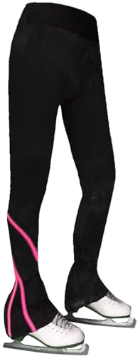 LIUHUO Eislaufhose Mädchen Damen Eiskunstlaufhose Schwarz Spin Fleece Atmungsaktiv Skating Leggings Kinder