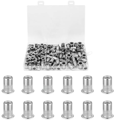 YOCDNOV 60 Piezas Juego Surtido de Tuercas Remachables M5- Tuercas Remachables Ciegas de Acero Inoxidable,Tuercas Remachables de Cabeza Plana, para Fijar Muebles de Autor, Decoraciones Manualidades