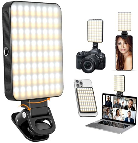 Portable Selfie Light for Phone, 128 LEDs Phone Selfie Lights, Lighting with Clip Rechargeable CRI 95+, 3 Modes Dimmable, 10-Level Brightness Ring Light, Video Fill Light for Camera, Laptop, Makeup