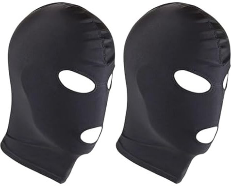2 Pieces Full Cover Hood Mask Open Eyes Open Mouth Mask Breathable Elastic Black Cosplay Costume Hood Unisex Headgear for Halloween Party Costume Men Adult Women