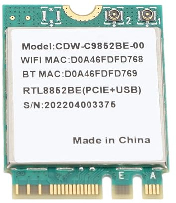 Scheda Wireless WiFi 6 RTL8852BE Adattatore di Rete Bluetooth 5.2 Dual Band 1800Mbps M.2, Supporto MU MIMO, per Supporto PC Portatile 10/11, Linux