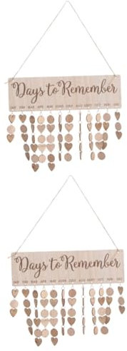 DIYEAH 2St hängender Kalender Geburtstagsplakette mit Etikett Hängebrett Weihnachtsdekoration Monatskalender zum Aufhängen Mama Kalender Erinnerungstafel Holztafel hölzern
