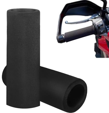 Batheidon Manopole moto, Copri Manubrio Antiscivolo in Schiuma, Compatibili con Manubri Riscaldati, Riduce Vibrazioni e Affaticamento, Diametro 28-38 mm, Nero, Confort ideal