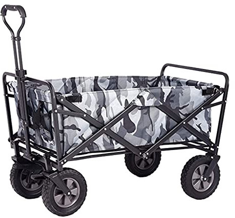 Zusammenklappbarer Outdoor-Handwagen mit 4 Rädern, zusammenklappbarer Campingwagen, Gartenwagen, tragbarer Outdoor-Handwagen mit Bremse