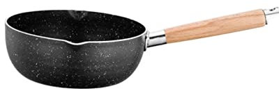 OKUMEYR Padella Antiaderente Pietra Medica Con Manico Legno Per Omelette e Latte Pentola Versatilper Cottura e Riscaldamento Di Facile Da Usare Per Cucine Induzione