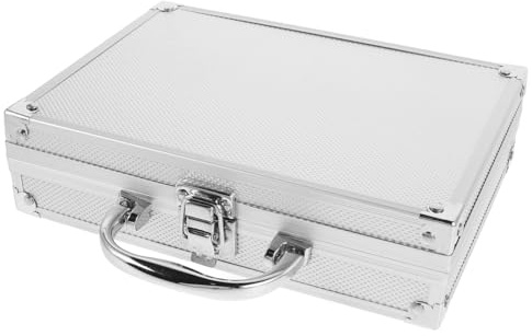Hemobllo Aluminium Alloy Toolbox with Built-in Flashlight Portable Lockable Carrying Case Lightweight Storage Box for Car Tools DIY and Garden Use 9.06X6.42X2.36 Inch