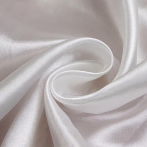 Anevous 200cm x150cm Satin Stoff, Einfarbig Stoffe zum Nähen, Kleiderstoff Dekostoff Meterware, Satinstoff zum Basteln, Bezugsstoff für Kleidung Vorhänge Tischdecken Deko,Weiß B