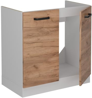 Vicco Meuble Bas sous-évier R-Line, Chêne de Force doré, 80cm sans PT, pour Une Combinaison Libre au Sein de systèmes de Cuisine modulaires
