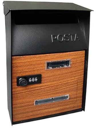 Cassetta delle lettere in metallo per la ricezione della posta con venature del legno vintage Villa Home TX0084.M