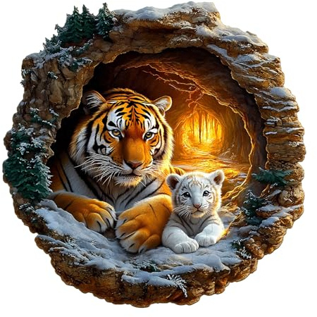 Wooden Puzzles for Adults, 3D Vision Tiger jigsaw puzzles for adults,Wooden jigsaw puzzles with Wood Box, Christmas Birthday Gifts for Family Friend (29 * 28.8cm,14+)