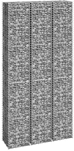 Galvanized Iron Gabion Raised Beds Set 3 pcs 30x30x200 cm Metal Gabion Baskets for Stones Garden Decor Wall Partition Outdoor Landscaping