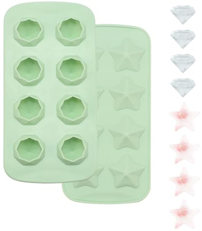 VirtuGro 2Pcs Star Ice Cube Tray Silicone Ice Cube Moulds Diamond Shaped Novelty Ice Cube Trays Mini Ice Making Mould Chocolate Mold for Freezer Candy, Cake, Jelly, Beer, Cocktails, Whisky, Drinks