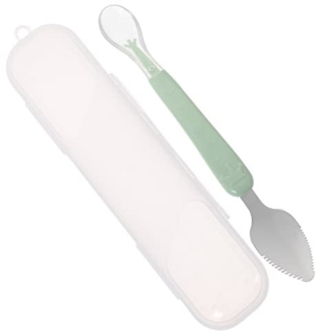 Cuchara Raspadora de Frutas para Bebés Cuchara de Alimentos Infantiles Doble Cabeza con Diseño Bilateral Almacenamiento Conveniente Material Ecológico para Purés de Frutas