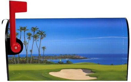 Golf Course Print Mailbox Cover Durable Oxford Cloth for American Standard & Large Size Mailboxes