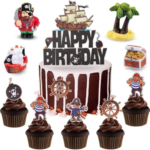 Piraten Torte Dekoration 11 Stück,Mini Piraten Figuren Piraten Tortendeko,Piraten Kuchen Deko,Piraten Birthday Cupcake Cake Topper Piraten Geburtstag Für Kindergeburtstag