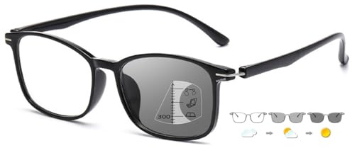 ABETOS Gleitsichtbrille Multifocus Lesebrille Selbsttönende Photochrome Herren Damen Blaulichtfilter Sonnenbrille Sehhilfe Lesehilfe mit Sonnenschutz