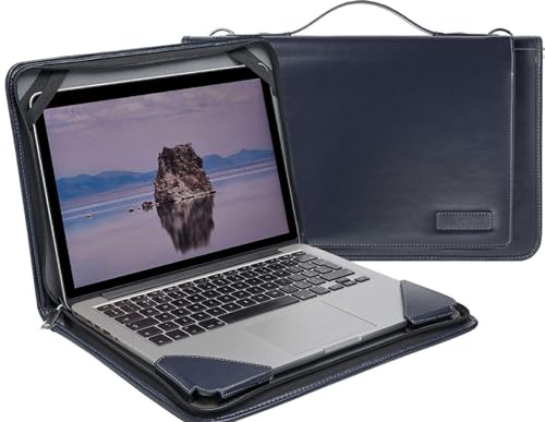 Broonel Blue Leather Laptop Messenger Case - Compatible with Samsung Galaxy Chromebook Go 11.6 Laptop