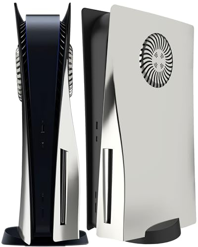 Joso Placa frontal de estilo brillante para PS5 Disc Edition, antiarañazos, carcasa de repuesto a prueba de polvo, cubierta Skin Fit para consola PS5 (CD-ROM) con ventilación de refrigeración, placas
