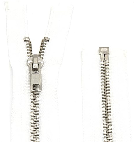 Metall Reißverschluss 6mm teilbar für Jacken und Taschen / 60-65-70-75-80-90 cm (501 Weiss-silber, 60 cm)