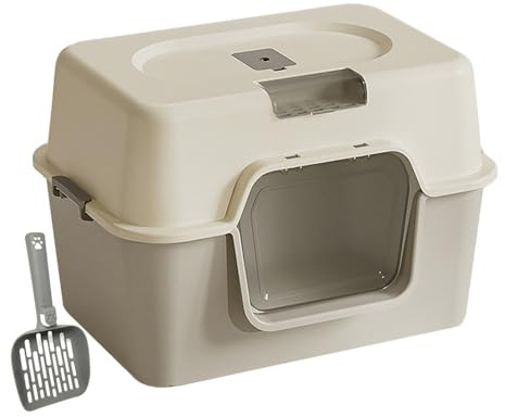 BPS Caja de Arena para Gatos con Pala – Diseño Cerrado, Bandeja Extraíble, Antiderrames y Antiodores, Fácil de Limpiar (Gris) BPS-8804GR