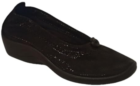 Arcopedico 4716 Cabrera, bailarinas con cordón de suave Lytech semibrillante., Negro , 39 EU