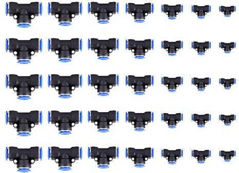 ANKROYU 35 raccordi pneumatici a connessione rapida per tubi dell'aria ad alta pressione, kit di connettori a T per utensili pneumatici, sistemi idraulici, in plastica blu nero da
