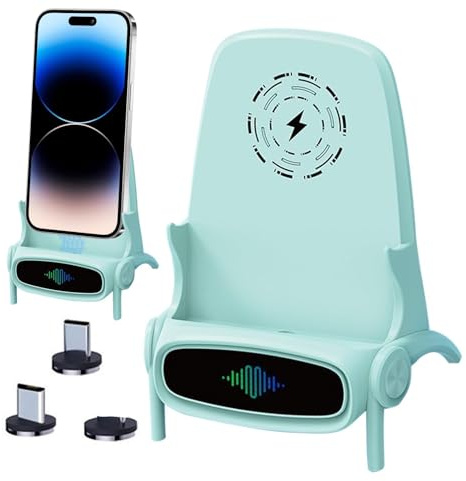 Soporte de carga inalámbrico para teléfonos móviles: material ABS de PC, diseño compacto y ligero, carga inalámbrica rápida, visualización desde múltiples ángulos, soporte para silla de
