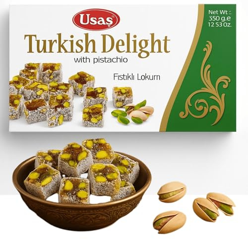 Lokum al Pistacchio di Antep 350 g – Turkish Delight Tradizionale, Dolce Turco Artigianale | Jelly Fruit