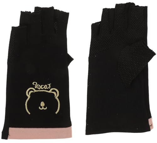 MAGICLULU Fingerless UV Protection Manicure Gloves for Women, Anti-uv Breathable Black Half-finger Gloves Non-slip Design for Nail Care and Gel Nail Sun Protection