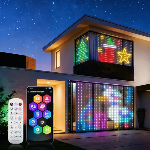 Curtain Fairy Lights, 2Mx2M 400 LED Smart Curtain Lights with App & Remote Control, DIY RGB Music Sync LED Window Light, Waterproof Curtain Fairy Lights for Bedroom Party Weddings Indoor/Outdoor Decor
