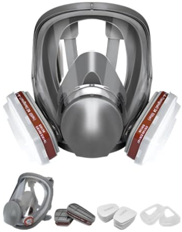 EIMINB Gasmaske mit Filter, Wiederverwendbare Atemschutzmaske Staubschutz, Lackiermaske für Lackieren Schleifen Holzarbeiten, Halbmaske mit Aktivkohlefilter