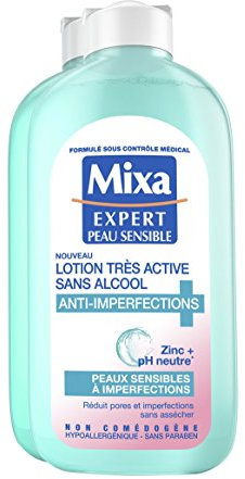 Mixa Expert Peau Sensible Lotion très active Sans Alcool Anti-Imperfections - Lot de 2