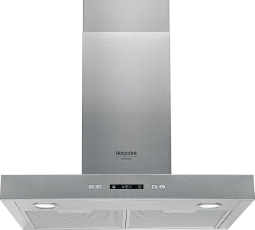 Hotpoint - HHBS 6.7F LL X Hotte Aspirante - Débit d'Air 713 m³/h (Booster), Éclairage LED, Niveau Sonore 35 dB, Classe Énergétique B - Largeur 60 cm - Inox