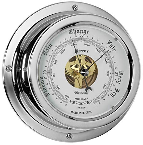 Fitzroy QuickFix Barometer, Chrome, Navy Grey, Default