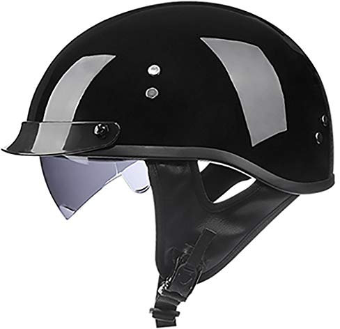 GAOZHE Casco A Scodella Casco Moto, Aperto Jet Caschi, Casco A Scodella,Scooter Motorino Vintage Caschi Cromwell, Donna Uomo con Visiera Parasole - DOT Omologato