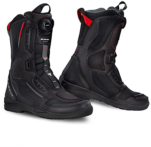 SHIMA STRATO Motorradstiefel Herren und Damen - Motorrad Wasserdicht Stiefel Tourenstiefel Schuhe Männer Leder Schwarz (Damen, Vented, 40)