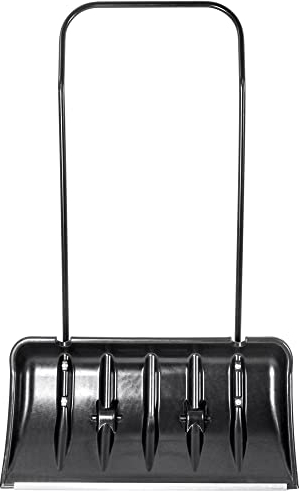 KADAX Pala quitanieves con borde de perfil de aluminio, pala ancha con ruedas, pala con mango de metal, pala de nieve con hoja de plástico, color negro