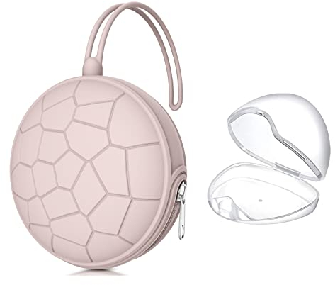 Smlpuame Silikon Schnullerbox Mädchen Junge,BPA-Freiem Silikon Schnullerhalter Aufbewahrung für 2 Schnuller,Wasserdicht Schnullerhalter Schnullerbox für Wickelrucksack(Rosa)
