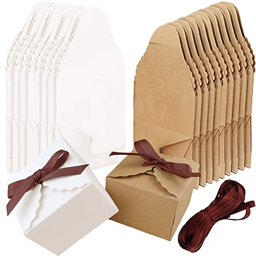 Hayaww 30 Pcs Geschenkboxen Aus Kraftpapier Quadratische Geschenk-Boxen Mit Deckel Karton Schachteln Kartonage Geschenkverpackung Kleine PapiertüTen SüßIgkeiten Karton FüR Hochzeit, Geburtstag, Party