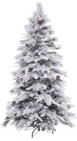 Árbol de Navidad artificial plegable nevado verde y blanco de 180 cm | Decoración mágica y segura gracias a sus 403 ramas ignífugas. Muy práctico de montar, aportará luz y calidez a tu hogar.