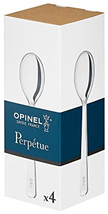 Opinel Schachtel mit vier Teelöffeln Perpétue aus Edelstahl, leicht zu reinigen, praktisch, 254618, Silber