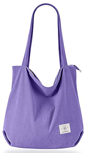 KALIDI cord Tasche Damen Umhängetasche mit Reißverschluss,Groß Shopper Tasche Tote Bag Handtasche Schultertaschen für Arbeit Büro Reisen Einkaufen Schule und Alltag