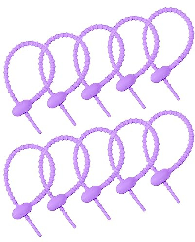 sourcing map Reusable Zip Ties, 6 Inch Silicone Ties Bag Clips, All-Purpose Silicone Ties, Cable Ties, Bread Tie, Household Twist Ties, Reusable Twist Ties (Purple Pack of 20)
