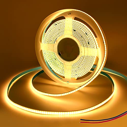 Yamlten DC 12V 5mm COB LED Streifen 3m,3000K Warmweiss,320 LEDs/M,LED Strip Light für TV Hintergrundbeleuchtung,Computer,Schrank,Schlafzimmer.（nur Draht